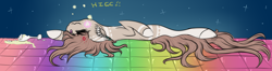 Size: 2848x749 | Tagged: safe, artist:beamybutt, derpibooru import, oc, oc only, pony, drunk, ear fluff, ears, lying down, on back, simple background, sleeping, solo, transparent background