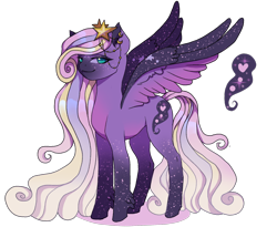 Size: 1754x1440 | Tagged: safe, artist:clown-bread, derpibooru import, oc, oc only, pegasus, pony, female, magical lesbian spawn, mare, offspring, parent:princess cadance, parent:princess luna, pegasus oc, simple background, smiling, solo, starry wings, transparent background, wings