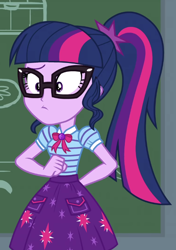 Size: 512x726 | Tagged: safe, derpibooru import, screencap, sci-twi, twilight sparkle, better together, equestria girls, holidays unwrapped, cropped, female, geode of telekinesis, magical geodes, solo, the cider louse fools