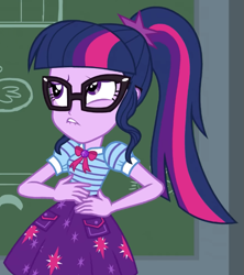 Size: 615x694 | Tagged: safe, derpibooru import, screencap, sci-twi, twilight sparkle, better together, equestria girls, holidays unwrapped, cropped, female, geode of telekinesis, magical geodes, solo, the cider louse fools