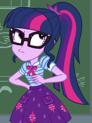 Size: 507x674 | Tagged: safe, derpibooru import, screencap, sci-twi, twilight sparkle, better together, equestria girls, holidays unwrapped, cropped, female, geode of telekinesis, magical geodes, solo, the cider louse fools