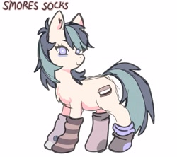 Size: 3173x2822 | Tagged: safe, artist:camperchan, derpibooru import, oc, oc only, oc:smores socks, earth pony, pony, clothes, earth pony oc, female, fluffy, high res, looking at you, mare, messy mane, simple background, sketch, smiling, smiling at you, socks, striped socks