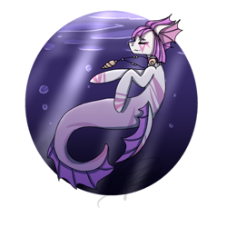 Size: 1024x1024 | Tagged: safe, artist:ponypuffy, derpibooru import, oc, oc only, hybrid, merpony, seapony (g4), bubble, crepuscular rays, eyes closed, female, fish tail, jewelry, necklace, ocean, purple mane, simple background, smiling, solo, sunlight, swimming, tail, transparent background, underwater, water