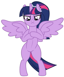 Size: 3992x4853 | Tagged: safe, artist:severity-gray, derpibooru import, twilight sparkle, twilight sparkle (alicorn), alicorn, pony, alternate hairstyle, ankha zone, bipedal, eyeshadow, female, makeup, mare, meme, parody, piercing, ponified, ponified meme, ponytail, simple background, solo, spread wings, standing, standing up, transparent background, unamused, wings