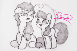 Size: 1024x683 | Tagged: safe, artist:sverre93, derpibooru import, apple bloom, applejack, earth pony, pony, applejack's hat, clothes, cowboy hat, female, filly, foal, hat, mare, siblings, sisters