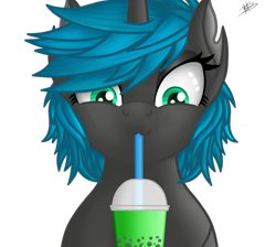 Size: 1559x1397 | Tagged: safe, artist:princessmoonsilver, derpibooru import, oc, oc:onice, pony, unicorn, boba tea, female, mare, simple background, solo, transparent background