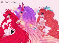 Size: 4907x3541 | Tagged: safe, artist:krissstudios, derpibooru import, oc, oc only, oc:nokori, oc:yuko, pony, unicorn, absurd file size, brush, female, hairbrush, magic, mare