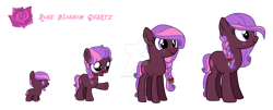 Size: 1280x518 | Tagged: safe, artist:hate-love12, derpibooru import, oc, oc only, oc:rose blossom quartz, pony, age progression, baby, baby pony, deviantart watermark, female, filly, foal, mare, obtrusive watermark, solo, teenager, watermark