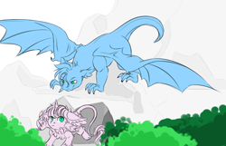 Size: 2578x1662 | Tagged: safe, artist:schokocream, derpibooru import, oc, oc:lightning bliss, alicorn, dragon, pony, chest fluff, dragon oc, dragoness, duo, female, mare