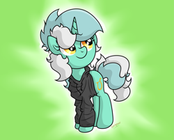 Size: 3095x2487 | Tagged: safe, artist:background basset, derpibooru import, lyra heartstrings, unicorn, clothes, dig the swell hoodie, hoodie, smiling, solo