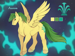 Size: 4000x3000 | Tagged: safe, alternate version, artist:kuroran, derpibooru import, oc, oc only, oc:aurora dawn, pegasus, pony, looking at you, male, reference sheet, smiling, smiling at you, smirk, solo, spread wings, stallion, stars, wings