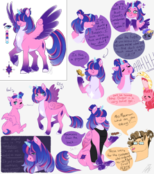 Size: 4000x4500 | Tagged: safe, artist:theartfox2468, derpibooru import, oc, oc:estella sparkle, oc:lightning bolt, oc:rocky road, oc:valentine, alicorn, butterfly, earth pony, pony, snake, apron, baby, baby pony, clothes, crystal horn, eating, facial hair, female, filly, foal, glasses, goatee, hair over eyes, horn, is this a pigeon, leonine tail, mare, meme, next generation, offspring, pale belly, parent:big macintosh, parent:cheese sandwich, parent:flash sentry, parent:fluttershy, parent:pinkie pie, parent:rainbow dash, parent:soarin', parent:twilight sparkle, parents:cheesepie, parents:flashlight, parents:fluttermac, parents:soarindash, simple background, starry eyes, tail, white background, wingding eyes