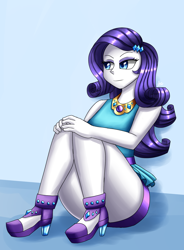 Size: 1400x1900 | Tagged: safe, artist:zachc, derpibooru import, rarity, equestria girls, clothes, dress, female, high heels, looking away, rarity peplum dress, schrödinger's pantsu, shoes, solo, strategically covered