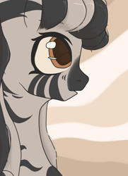 Size: 2368x3264 | Tagged: safe, artist:dvfrots, derpibooru import, oc, pony, zebra, fallout equestria, colored, fallout, female, filly, flat colors, foal, foe, pony oc, ponytails, simple background, solo, update, zebra oc