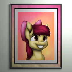 Size: 4500x4500 | Tagged: safe, artist:lupiarts, derpibooru import, apple bloom, earth pony, pony, bust, female, filly, foal, grin, portrait, smiling, solo