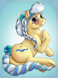 Size: 4999x6649 | Tagged: safe, artist:ratwhiskers, derpibooru import, mayor mare, earth pony, pony, alternate hairstyle, braid, butt, female, frog (hoof), glasses, plot, solo, underhoof