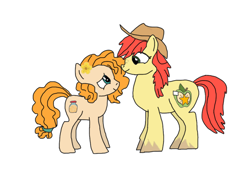 Size: 2048x1536 | Tagged: safe, artist:chanyhuman, derpibooru import, bright mac, pear butter, earth pony, pony, the perfect pear, bright gala, brightbutter, butter pear, buttercup, female, femboy, folk, male, my little colt, rule 63, shipping, straight, tomboy