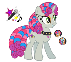 Size: 1192x1036 | Tagged: safe, artist:madlilon2051, derpibooru import, sassy saddles, starstreak, oc, pony, unicorn, base used, collar, ear piercing, earring, eyelashes, horn, jewelry, parent:sassy saddles, piercing, simple background, spiked collar, transparent background, unicorn oc