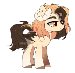 Size: 401x391 | Tagged: safe, artist:pierunie, derpibooru import, oc, oc only, pony, base used, colored wings, horns, simple background, solo, transparent background, two toned wings, wings