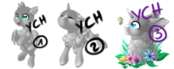 Size: 5669x2267 | Tagged: safe, artist:schokocream, derpibooru import, oc, oc only, alicorn, alicorn oc, chest fluff, commission, eyes closed, flower, horn, simple background, smiling, white background, wings, your character here