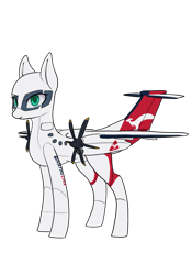 Size: 896x1280 | Tagged: safe, artist:andromailus, oc, oc only, original species, plane pony, pony, bombardier dash-8, bombardier q400, female, green eyes, looking at you, mare, plane, simple background, transparent background