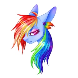 Size: 661x661 | Tagged: safe, artist:luciferreaps, derpibooru import, rainbow dash, pony, bust, female, makeup, simple background, solo, white background