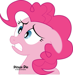 Size: 1595x1646 | Tagged: safe, artist:oobrushstrokeoo, derpibooru import, pinkie pie, earth pony, pony, female, gritted teeth, scared, simple background, solo, transparent background