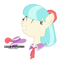 Size: 3000x3000 | Tagged: safe, artist:oobrushstrokeoo, derpibooru import, coco pommel, earth pony, pony, bust, eyes closed, female, simple background, smiling, solo, transparent background