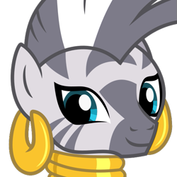 Size: 567x567 | Tagged: safe, artist:lightningbolt, derpibooru exclusive, derpibooru import, zecora, zebra, .svg available, bracelet, bust, derpibooru, derpibooru badge, ear piercing, earring, female, jewelry, looking at you, mare, meta, neck rings, necklace, piercing, quadrupedal, simple background, solo, stripes, svg, transparent background, vector