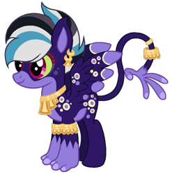 Size: 925x937 | Tagged: safe, artist:madlilon2051, derpibooru import, oc, oc only, hybrid, base used, interspecies offspring, jewelry, offspring, parent:ahuizotl, parent:daring do, parents:darizotl, ring, simple background, smiling, solo, tail, tail ring, transparent background, wings