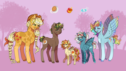 Size: 3840x2160 | Tagged: safe, artist:clown-bread, derpibooru import, applejack, rainbow dash, earth pony, pegasus, pony, hat, magical lesbian spawn, offspring, parent:applejack, parent:rainbow dash, parents:appledash, wings