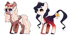 Size: 1239x617 | Tagged: safe, artist:pierunie, derpibooru import, oc, oc only, earth pony, pony, base used, bow, duo, earth pony oc, eyelashes, female, floral head wreath, flower, mare, simple background, tail, tail bow, transparent background