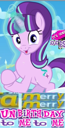 Size: 368x723 | Tagged: safe, derpibooru import, edit, edited screencap, editor:horsesplease, screencap, starlight glimmer, pony, unicorn, the cutie re-mark, alice in wonderland, caption, evil starlight, expand dong, exploitable meme, female, happy birthday, image macro, mad hatter, mare, meme, s5 starlight, song reference, starlight says bravo, unbirthday