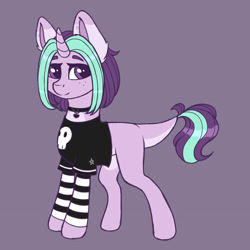 Size: 1280x1280 | Tagged: safe, artist:artsyplanetz, derpibooru import, oc, oc:mira, pony, unicorn, choker, looking at you, solo