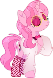 Size: 922x1341 | Tagged: safe, artist:rickysocks, derpibooru import, oc, pony, unicorn, female, fishnets, mare, simple background, solo, sunglasses, transparent background