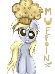 Size: 2000x2700 | Tagged: safe, artist:markianatc, derpibooru import, derpy hooves, pegasus, pony, female, food, giant muffin, mare, muffin, simple background, smiling, solo, transparent background