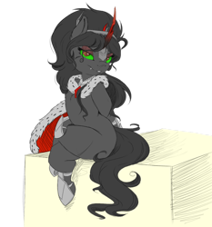 Size: 1280x1371 | Tagged: safe, artist:evehly, derpibooru import, edit, king sombra, queen umbra, pony, unicorn, female, looking at you, mare, rule 63, simple background, sitting, solo, transparent background