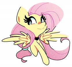 Size: 1919x1792 | Tagged: safe, artist:kindakismet, derpibooru import, fluttershy, pegasus, pony, alternate hairstyle, simple background, solo, spread wings, white background, wings