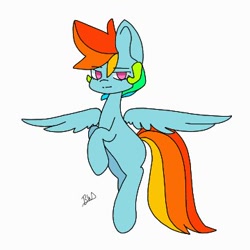 Size: 360x360 | Tagged: safe, artist:haichiroo, derpibooru import, rainbow dash, pony, looking at you, simple background, solo, spread wings, white background, wings