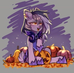 Size: 2048x1998 | Tagged: safe, artist:cheekipone, derpibooru import, oc, oc only, pony, armor, eye clipping through hair, eyebrows, eyebrows visible through hair, halloween, high res, holiday, hoof shoes, jack-o-lantern, night guard, open mouth, open smile, pumpkin, sitting, smiling, solo