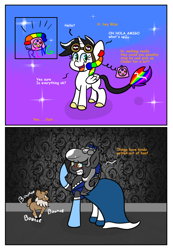 Size: 1148x1663 | Tagged: safe, artist:tranzmuteproductions, derpibooru import, oc, oc only, oc:cinder, oc:lightning bliss, oc:tranzmute, alicorn, pony, alicorn oc, clothes, crossdressing, dress, evening gloves, female, gloves, horn, jewelry, long gloves, male, mare, necklace, pearl necklace, phone, stallion, wings