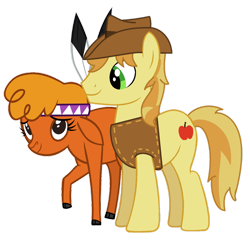 Size: 1280x1232 | Tagged: safe, artist:santi0095, derpibooru import, braeburn, little strongheart, braeheart, female, male, shipping, simple background, straight, transparent background