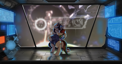 Size: 3576x1881 | Tagged: safe, artist:theprince, derpibooru import, oc, oc only, oc:machine storm, pony, unicorn, kissing, science fiction, spaceship, stellaris, weapon