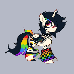 Size: 1000x1000 | Tagged: safe, artist:renhorse, derpibooru import, oc, alicorn, bat pony, bat pony alicorn, pony, bat wings, gray background, horn, simple background, solo, wings