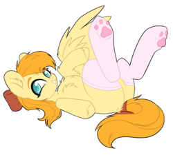 Size: 1280x1152 | Tagged: safe, artist:cloud-fly, derpibooru import, oc, oc:deliambre, pegasus, pony, clothes, female, lying down, mare, on back, paw socks, simple background, socks, solo, transparent background