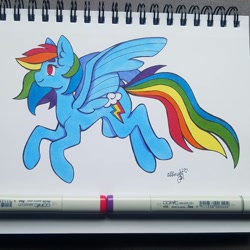 Size: 1080x1080 | Tagged: safe, artist:petaltheartist, derpibooru import, rainbow dash, pegasus, pony, backwards cutie mark, better source needed, female, mare, solo, traditional art