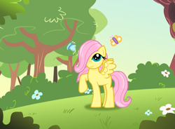 Size: 936x688 | Tagged: safe, artist:eternalash, derpibooru import, fluttershy, butterfly, pegasus, pony, cute, daaaaaaaaaaaw, female, filly, filly fluttershy, foal, shyabetes, solo, younger