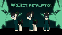 Size: 1280x720 | Tagged: safe, artist:spy ghost, derpibooru import, oc, pony, clothes, description at source, glasses, green background, green eyes, ponytail, reference sheet, simple background, skirt, sweater