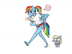 Size: 1280x960 | Tagged: safe, artist:tastimelon, derpibooru import, derpy hooves, rainbow dash, anthro, clothes, shirt, simple background, t-shirt, white background