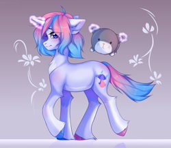 Size: 1434x1242 | Tagged: safe, artist:kaitowivil, derpibooru import, oc, oc only, pony, unicorn, abstract background, magic, male, plushie, solo, stallion, telekinesis